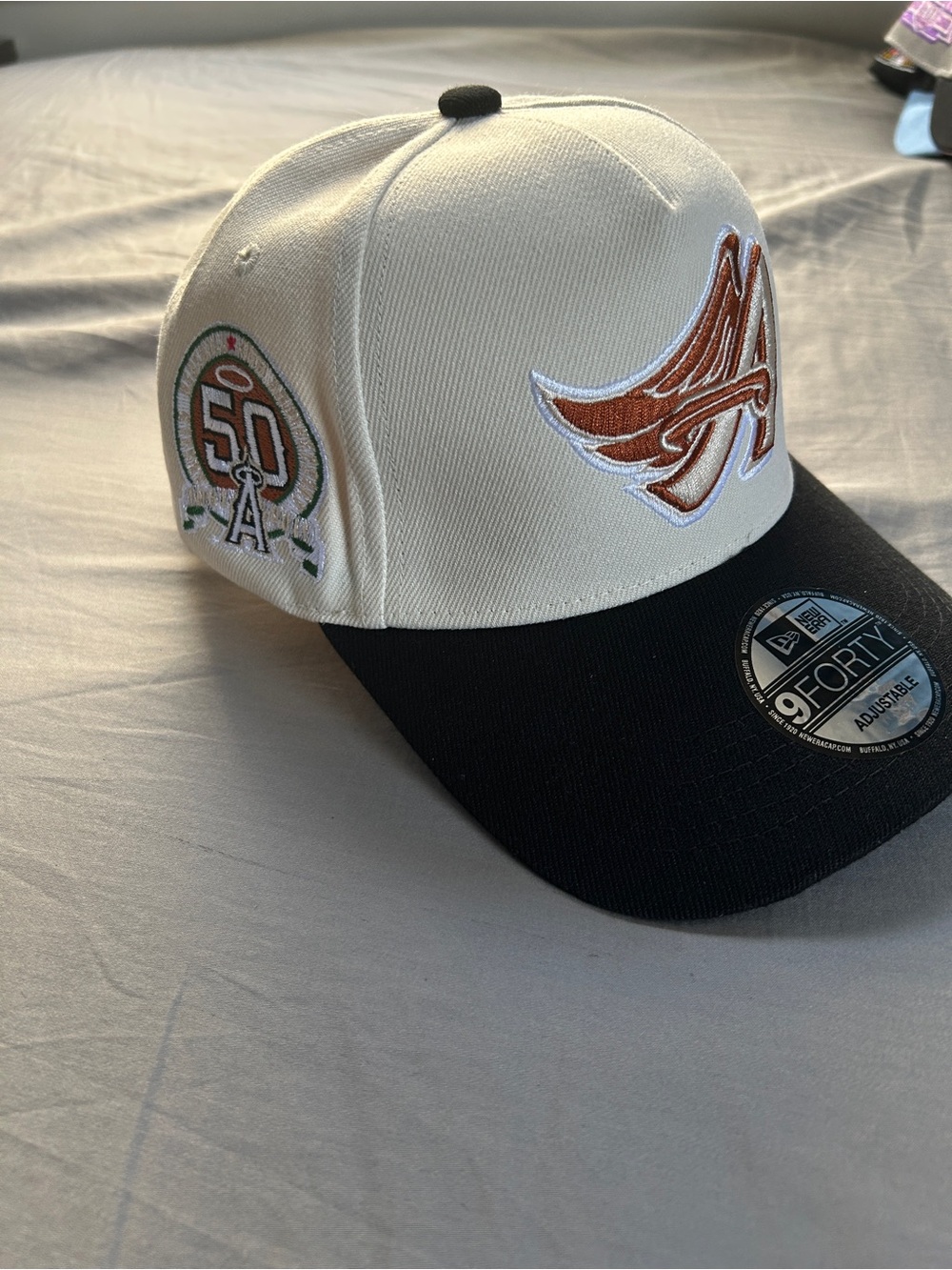 New Era White and Black Angels 9FORTY Cap with Embroidered Team Logos